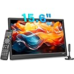 KCR TV Portatile 15,6 Pollici, DVB-T2 Digitale, Compatibilità AC/DC 12V, Ingressi HDMI/AV/USB, Telecomando