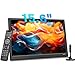 KCR TV Portatile 15,6 Pollici, DVB-T2 Digitale, Compatibilità AC/DC 12V, Ingressi HDMI/AV/USB, Telecomando