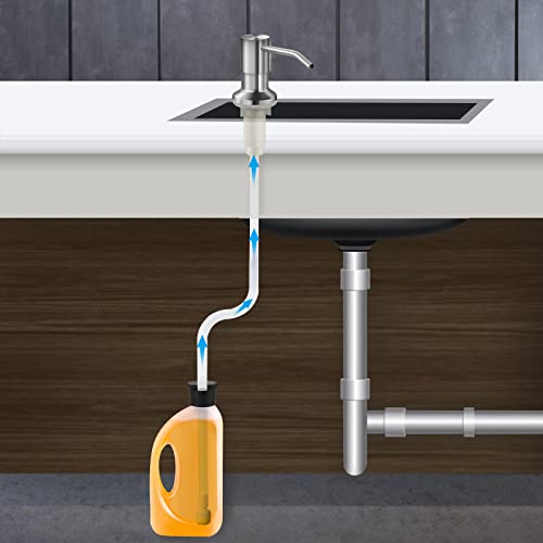 Soap Dispenser For Kitchen Sink And Extension Tube Kit, Stainless Steel Soap Dispenser With 47 Inches Tube Connects Directly To Soap Bottle, Hand And Dish Soap Dispenser Pump （Brushed Nickel） #TOP2