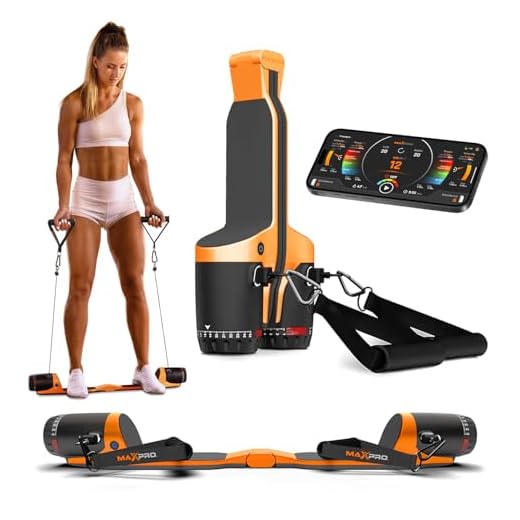 MAXPRO: Portable Smart Cable Gym | As Seen on Shark Tank | All-in-One Machine with Bluetooth and Free APP | Exercise Anywhere - Outdoors, Camping, Travel | 5-300lbs Resistance | Sport Orange
