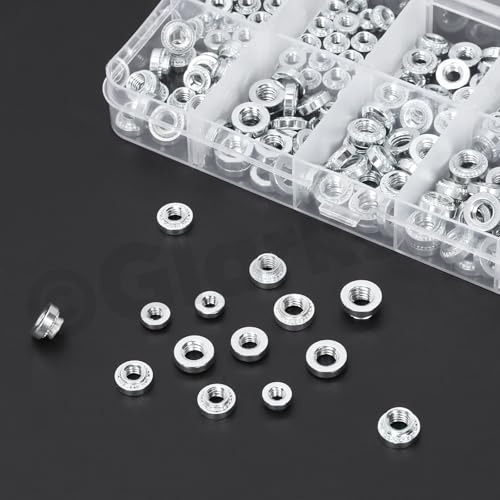 Glarks 220pcs M3 M4 M5 Selbstklemmmutter Kit, 304 Edelstahl Rundkopf Nietmutter, Knurled Selbstklemmmutter Befestigungsmittel für Maschinen Elektroprodukte, Industrie