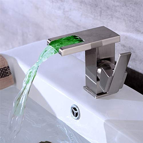 Mitigeur mitigeur robinet d'eau avec bec cascade ouvert et finition nickel satiné