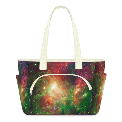 Sac à bandoulière pour voyage et travail motif galaxie avec fermeture