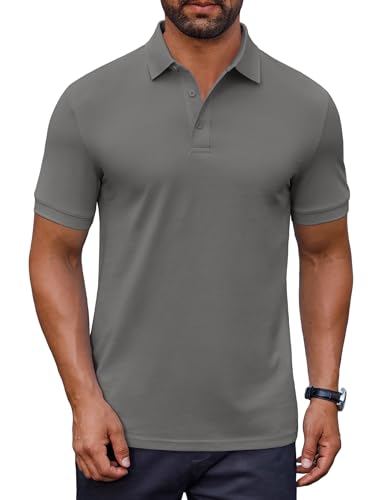 COOFANDY Men's Cotton Pique Polo Shirts Short Sleeve Golf Shirts Basic Casual Collared T-Shirt