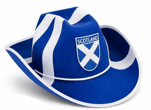 The Dragons Den Adults St Andrews Cross National Flag of Scotland Cowboy Hat Patriotic Scottish Supporters Fancy Dress Headwear [x1 Hat]