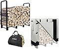 Artibear 4FT Firewood Rack with Cover & Log Carrier Bag, Indoor Outdoor Wood Pile Cover for Fire Wood, Khaki