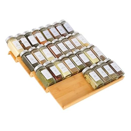 KitHero Spice Lade Organzier, 4 lagen Bamboe Kruidenrek Lade Insert voor Kast Lade Aanrecht, Keuken Kruiden Opslag Lade Organisatie, 37 cm Breed x 40 cm Diep, (Houden tot 32 Potten
