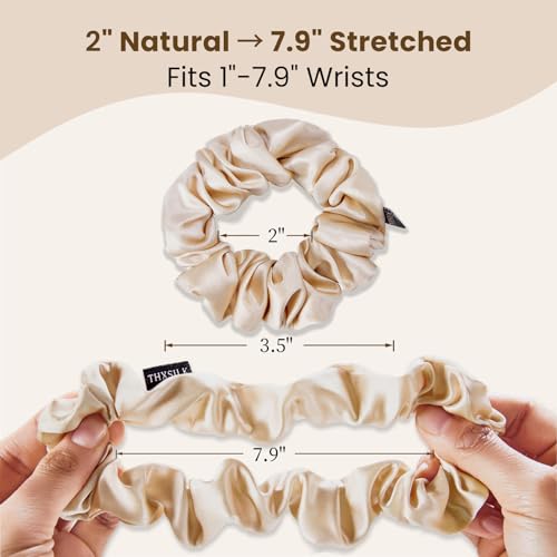 Image of THXSILK 100% Mulberry Silk Chunky Scrunchies 3-Pack, 25 Momme Thick Voluminous No Damage Hair Ties for Women, Medium Ponytail Holders for All Hair Types(Beige, Light Purple, Pink)
