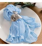 MLMC 10 Pack Light Blue Cheesecloth Napkins Bulk Washable Cloth Napkins Set of 10 21"x21" Rustic ...
