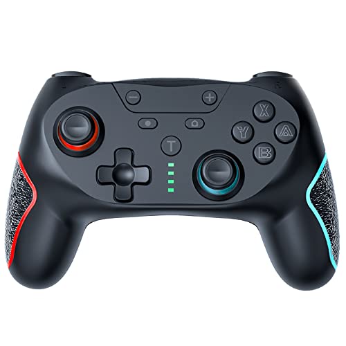 2023 New Switch コントローラー 背面ボタン付き マクロ機能 自動連射機能 スイッチ コントローラー 3階段TURBO速度 無線 Bluetooth接続 pcコンピュータに対応 550mAh大容量 耐久ボタン プロコン ジャイロセンサー搭載 4階段HD振動 スリープ解除 Switch/有機ELモデル/LITEに対応 (左红右蓝)