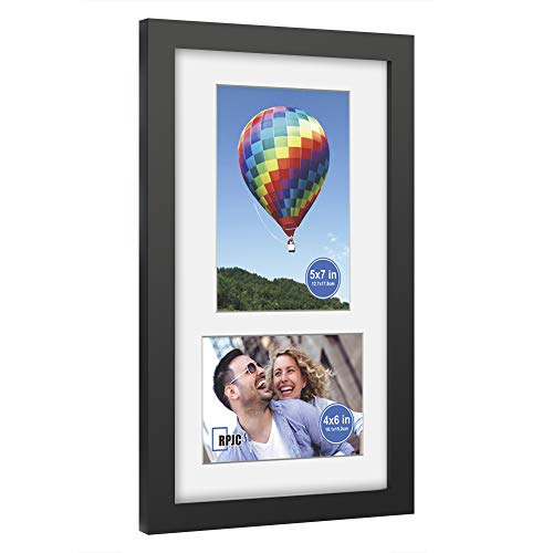 Rpjc 8X14 Soild Wood 2 Opening Picture Frames With High Definition Glass Display 4X6 And 5X7 With Mat Or 8X14 Without Mat For Wall Mounting Hanging Collage Photo Frame Black #TOP1