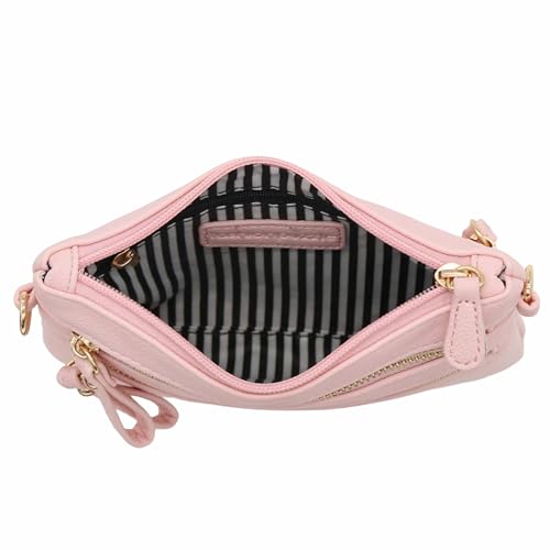 Image of FashionPuzzle Multi Zipper Pocket Small Wristlet Crossbody Bag