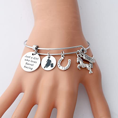 Tiimg Barrel Racing Bracelet Just A Girl Who Love Barrel Racing Cowgirl Bracelet Female Barrel Racer Gift (Who Loves Barrel Racing Us) #TOP6