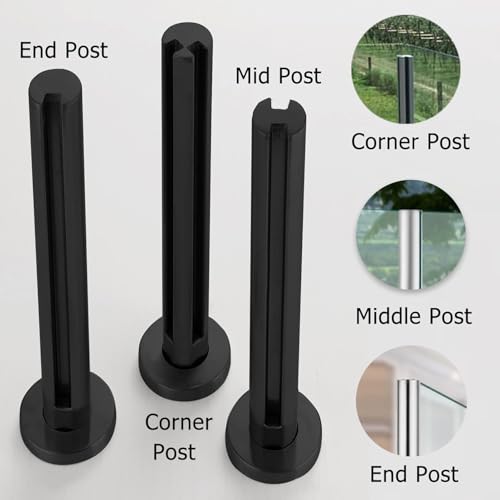 Poste de barandilla de vidrio de 105 cm y conector de acero inoxidable para patios 2