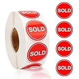 BLSUREFYX 800 PCS Sold Stickers 1 Inch Round Sold Point of Sale Pricing Labels Self-Adhesive Roll up Inventory Control Labels for Shop Yard Sale Retail Store Use Red
