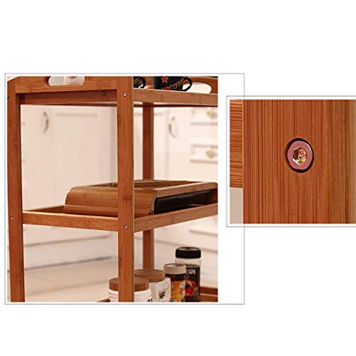 Carrito de servicio de 4 niveles con bandeja de madera maciza 5