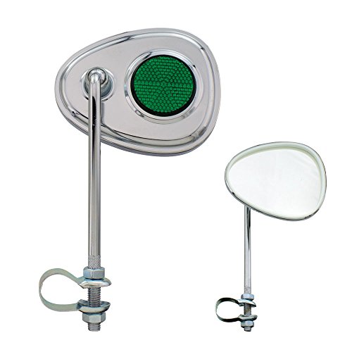 Fenix Cycles V Bicycle Mirror Chrome, Green Reflector