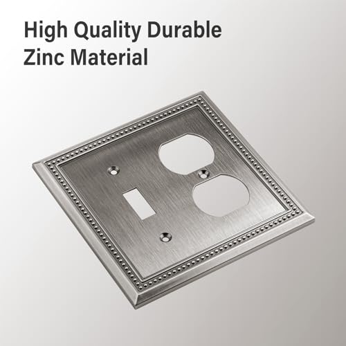 Image of Henne Bery Sunken Pearls Heavy Duty Decorative Wall Plate Switch Plate Outlet Cover (Toggle /Duplex, Heirloom Silver)