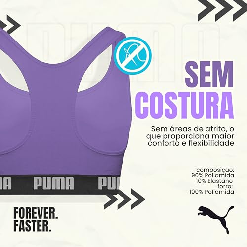 PUMA Top Nadador Puma Elástico 25MM Fitness Esporte Feminino, Lavanda, M