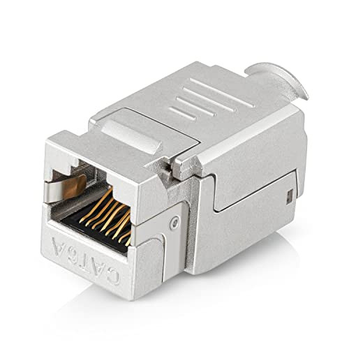 Everest Media Solutions RJ45 Shielded Keystone Jack - 24-Pack - Slim Profile, 90 Degrees, F/STP Female Connector - Tested for CAT5e, CAT6, CAT6A, CAT7 - up to 10GB Speed