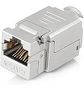 EMS RJ45 CAT6A Shielded Keystone Jacks (24-Pack) - Slim Profile, 90 Degrees, F/STP Female Connect...