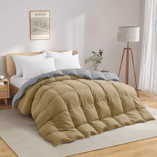 Image of Super Comfort Reversible 500 GSM Comforter Double Bed Size (90 inchX100 inch) - Heavy Winter Comforter 500 GSM Microfiber Fill - Duvet /Blanket Double Bed - Beige /Silver Grey Color