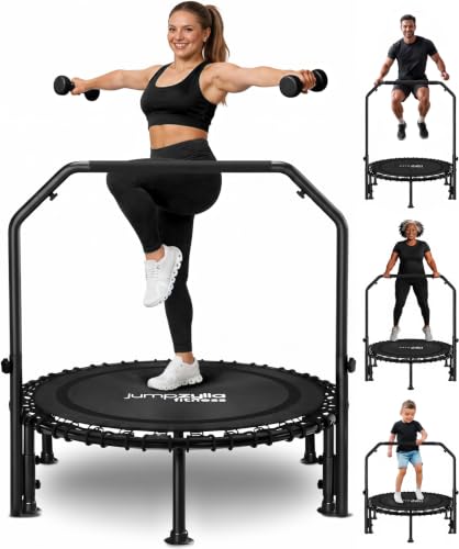 JUMPZYLLA Mini Rebounder Trampoline for Adults, Fitness Trampoline with Bar