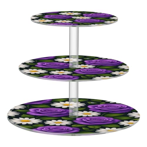 STAYTOP 3-Tier Cupcake Stand,Beautiful Roses Cake Stand Holder, Tiered DIY Cupcake Stand Tower for Dessert Table Displays,Birthday,Weddings, Parties Events