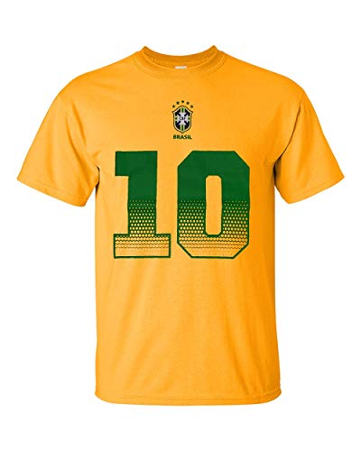 Brazil Soccer Youth Gold Neymar Jr. Name and Number Jersey T-Shirt X-Large 18-20