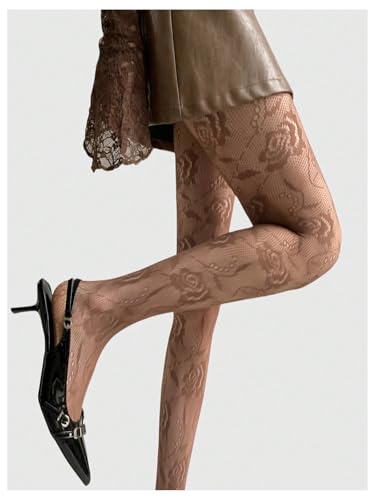 Women's 1 Pair Floral Sheer Mesh Stockings Hollow Out Sexy Stockings Fishnet Tights Fairy Gothic Pantyhose2