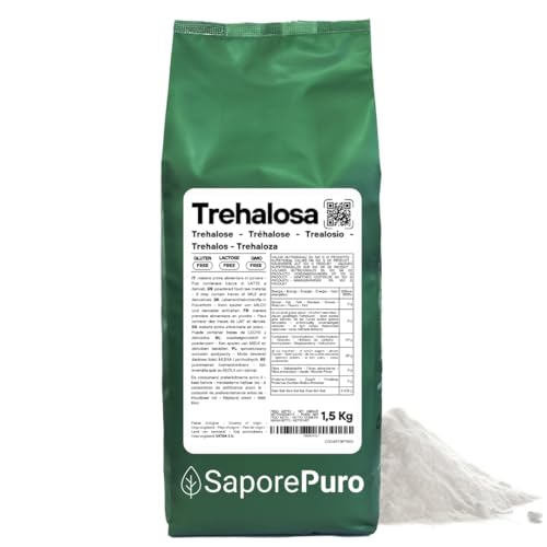 SaporePuro Trehalosa en polvo 1500 gr - Menos dulce que un azúcar normal - Azúcar de bajo índice glucémico
