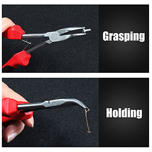 Image of 6.5 Inches Bent Nose Pliers Mini Long Reach Bent Needle Nose Pliers Bent Long Nose Pliers Angled Long Needle Nose Pliers Chain-Nose Pliers with Curved Nose for Jewelry Making Crafting Repair