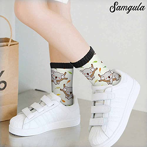 Image of Crew Socks for Woman Size 6-8 Tropical Wildlife Bright Teal Girls Socks