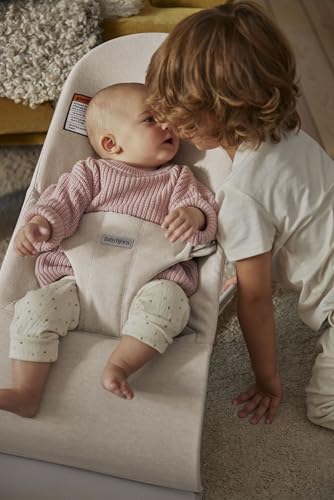 Image of BabyBjorn Bouncer Bliss, Woven melange, Light Beige | 2-in-1 Adjustable Baby Bouncer Seat and Toddler Chair, Newborn to Toddler (8-29 lbs), 4 Positions, Lightweight & Portable