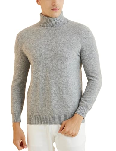 Men’S Merino Wool Turtleneck Knit Pullover Sweater Warm Solid Pattern Long Sleeve Thick Casual Style Jumper Top