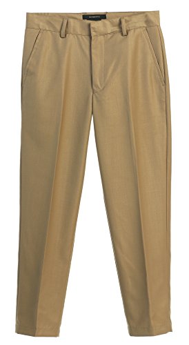 Gioberti Boys Flat Front Dress Pants, Khaki, 8