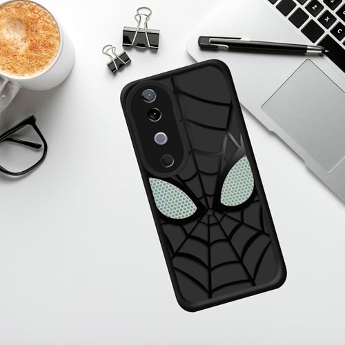 Image of Stylish Spider Back Case Cover Compatible for Vivo V40 /Vivo V40 Pro /T3 Ultra 5G | Spidey Face Mask Case | Soft Silicone | Camera & Full Body Protection | Shock Proof | (Black)