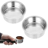 MBAIYO 2 Pcs Stainless Steel Coffee Filter, 51mm Pressurized Espresso Filter Basket for Portafilter Machines Espresso Machine Parts Compatible with 51mm Portafilter Coffee Machines (2 Cups Capacity)