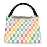 ZIGAHUA Isolierte Lunch Box Checkerboard für Damen Wiederverwendbare Tasche mit Großem Fassungsvermögen Lunchtasche für Erwachsene Auslaufsichere Kühltasche für Arbeit Büro Reisen und Picknick