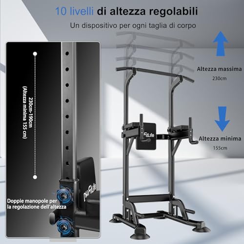 Stazione Dip Da Parete Cipriani Sport - Barre Per Dips E Allenamento, Carico 350kg, Manici 51cm, Acciaio Nero - Foto 5