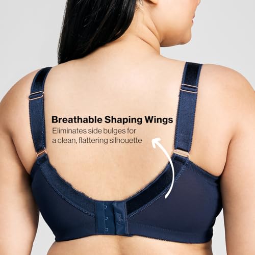Image of NYKD NYB033 Wirefree Ultimate No Bulge, Shape & Support Non-Padded Lace Full Coverage Bra for Women