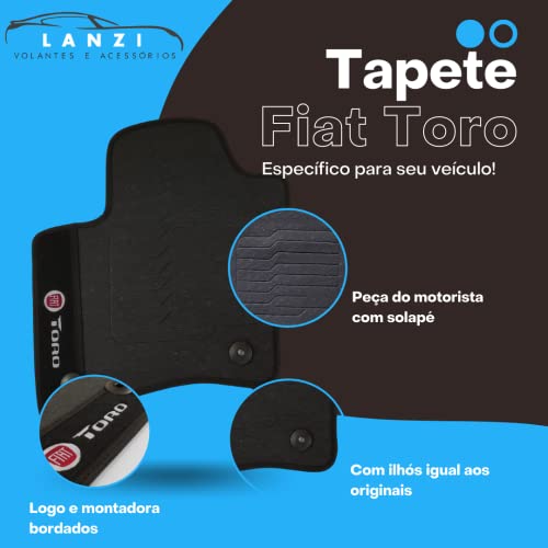 Jogo Tapete Fiat Toro Todos Carro Borracha 3 Peças 2016 17 18 19 20 21 2022 Impermeável