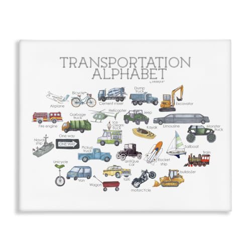 Transportation Alphabet Kids, 24 x 30 Inch Canvas Wall Art
