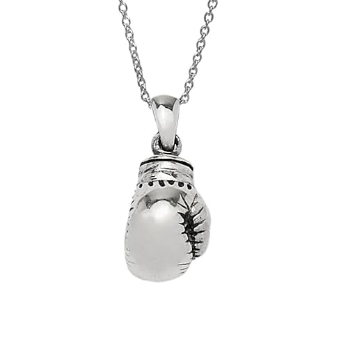 TreasureBay Collana con Ciondolo Guantone da Boxe in Argento 925 per Uomo e Donna – Pendente Sportivo su Catena da 48cm