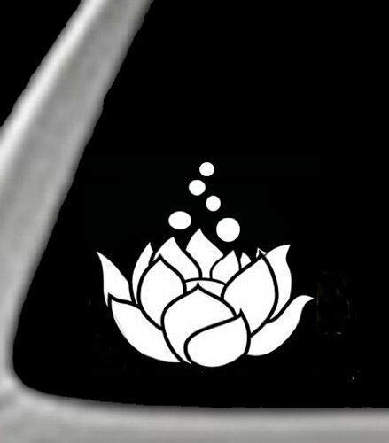 JB Print Lotus Flower 5 Premium Quality White Vinyl Vinyl Decal Sticker Car Waterproof Car Decal Bumper Sticker 5"