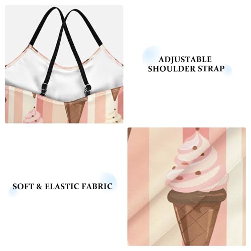 ALAZA Striped Ice Cream Girls Swimsuit Bathing Suit Beach Swimwear One Piece 3-10T3