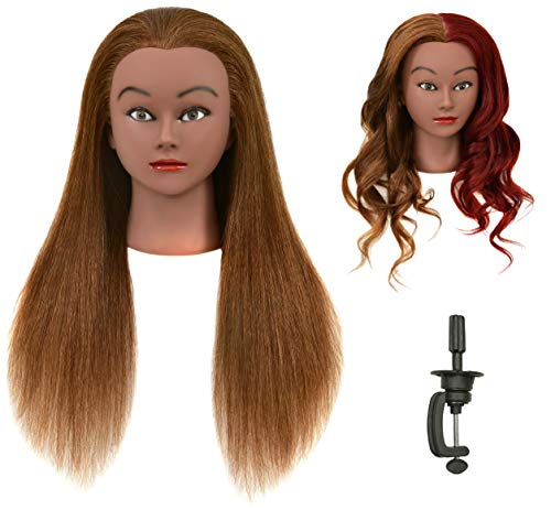 RYHAIR Mannequin Head with Human Hair with Stand for Display Practice Braiding Styling Training Coloring Bleaching Dyeing Curling Cutting Updos