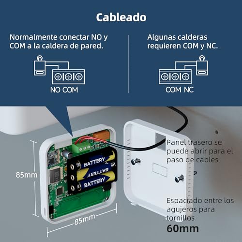 Termostato de batería de 2 Hilos. Termostato Wi-Fi programable Diariamente. Controlable de Forma remota a través de Tuya o Smart Life. Compatible con Google Assistant y Alexa. - imagen 3