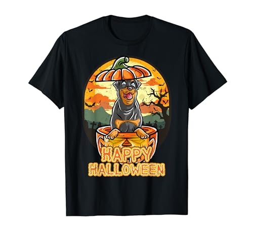 Rottweiler Happy Halloween Pumpkin Dog Camiseta