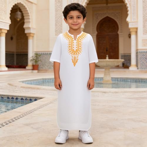Générique Qamis enfant Manches Longues Robe Costume Arabe Tenue Nationale Islamique Traditionnelle pour Garçons pour enfants – vue 3